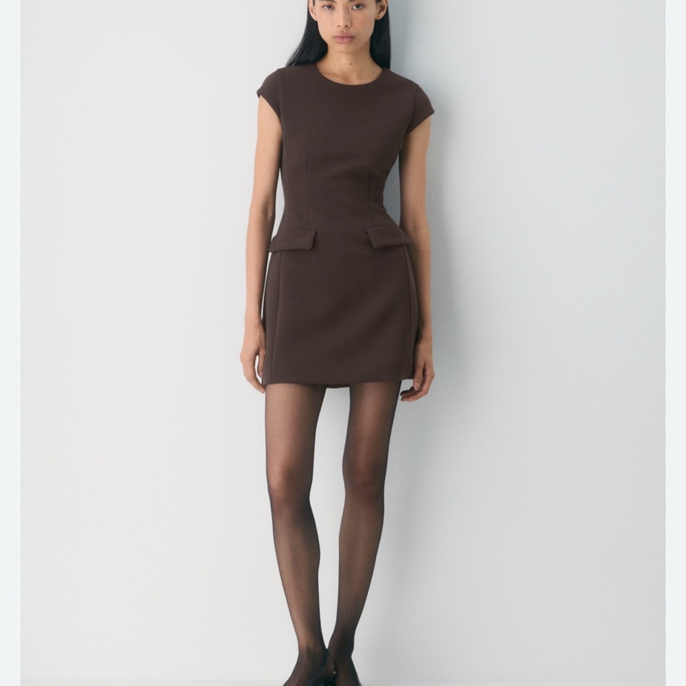 Aritzia Dark Brown Cap Sleeve Mini Dress size 4